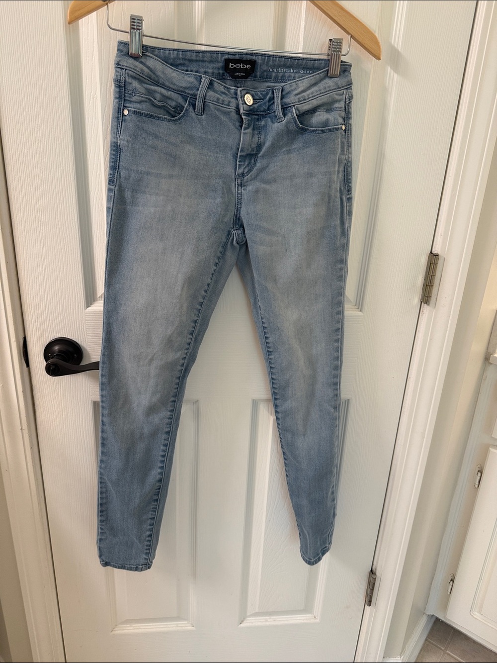 bebe Light Blue Skinny Jeans - Faded Denim Stretch